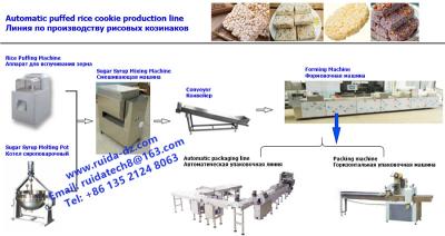 China Automatic Puffed Rice Cookie Production Line/ Crunchy Rice Candy Making Equipment for sale