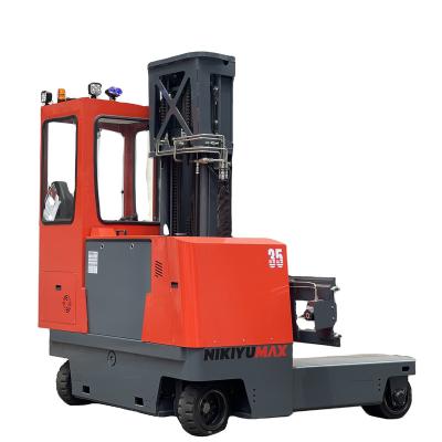 China Building Material Shops Electric Trucks Aisle Forklift 4 Way Reach Stacker Four Narrow Direction 3.5 Ton Electric Reach Truck for sale