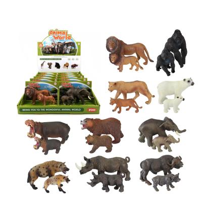 China Zoo Solid Animal Figures Promotion School Class Teaching 20 Pcs Jungle Toy Plastic Wild Animal Set for sale