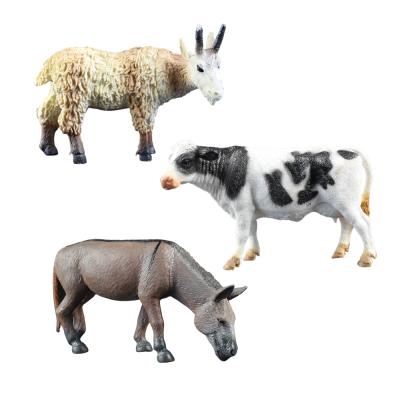 China Realistic Donkey Hollow Figure Goat Promotion Cow Farm Animal Bulk Plastic Toys for sale