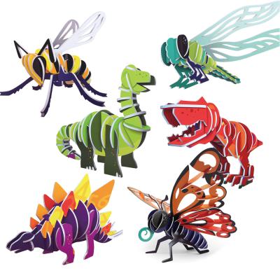 China DIY TOY Kids Game Insect Dinosaur 3d Clever Educational Cardboard DIY Puzzle With GCC Certificate for sale