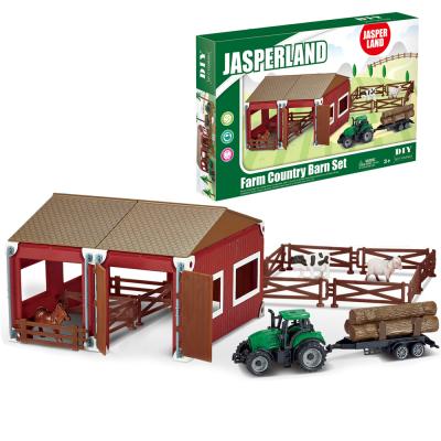 China Promotion Children Play Set House Sliding Truck Tractor Farm Toys With Animal Figure for sale