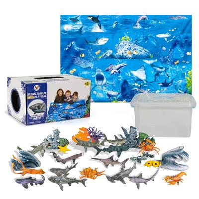 China Promotion Marine Life Classroom Educational Natural Gift Plastic Sea Animal Toy With Playmat for sale