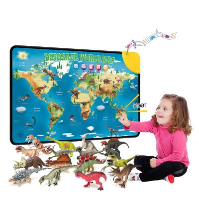 China Promotion Dinosaur Playmat Electric Sound And Dialog Educational Poster Learning Wall Diagram With Dino Model for sale