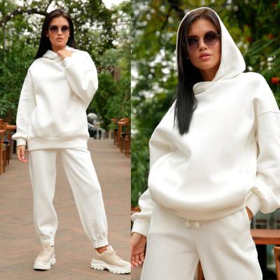 China High Quality QUICK DRY Autumn Oversized Polyester Pullover Two Piece Jogger Set Women Sweatpants And Hoodie Set for sale