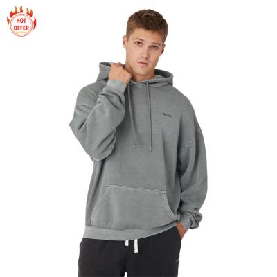 China Custom Made Spring Gray Anti-wrinkle Spring Logo Sweatshirts Men's Hoodies Casual Loose Vintage Gym High Quality Cotton Embroidery Printing for sale