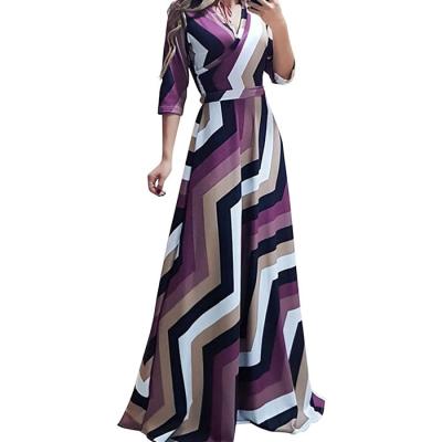 China L-5XL Anti-Static Elegant Ladies Long Printed Party Evening Dresses for sale