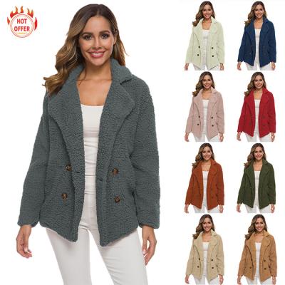 China Anti-Shrink Accept Custom Turn-Down Collar Sherpa Lamb Hair Polyester Ladies Winter Fashionable Women Plus Size Coats for sale