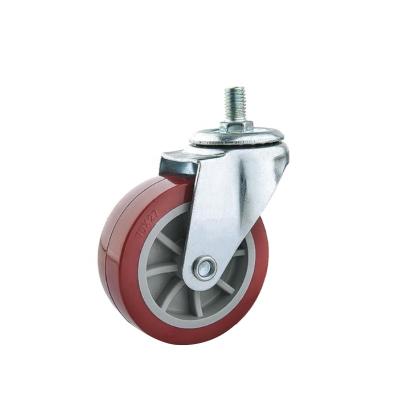 China Other Red Color Light Duty Industrial PU Threaded Stem Caster Wheel 1.5/2/3 Inch for sale