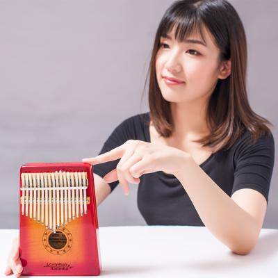 China Beginners Curly Portable Instrument Piano 17 Note Finger Maple Wooden Kalimba Wooden Kalimba for sale