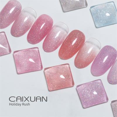 China Caixuan New Arrival Holiday Drip Series UV Gel Polish, Private Label Gel Nail Polish Free Sample Glitter Nail Gel Polish Holiday UV Drip for sale