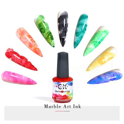 China Full Colors CX Marble Nail Art Ink Gel For Nails Smoking Watercolor Ink For Gel Nail Watercolor Art for sale