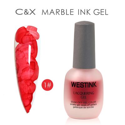 China CAIXUAN 15ml Westink Marble Ink Gel 15ml 12colors Flower Liquid For Nail Marble Arts Marble Ink for sale