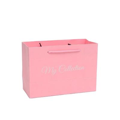 China Recyclable Luxury Clothing 230g Paper Bag Cardboard Custom Shopping LOGO Print Pink Paper Bag Custom Shopping Boutique for sale