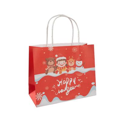 China Recyclable Hot Sale Christmas Kraft Paper Sack Luxury Printed Hot Stamping Paper Bags for sale