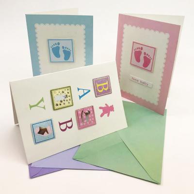 China paper & Cardboard Maker Customized Greeting Cards Handmade Newborn Baby Cards With Envelope for sale