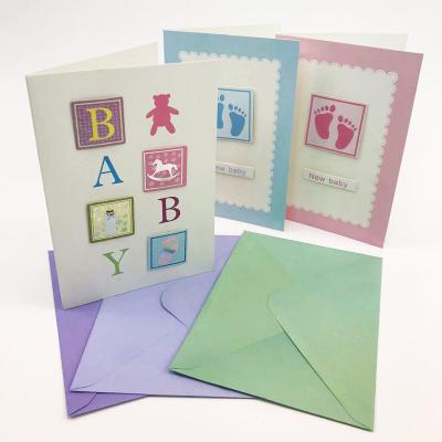 China paper & Eco-friendly Cardboard Custom Printed Greeting Cards For Newborn Baby Kids Gratulation Baby Cards for sale