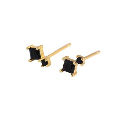 China Cute Silver Minimalist Colorful CZ Stud Earrings Geometric Zirconia Jewelry 18k Diamond 925 Gold Plated Colorful Stone Stud Earrings for sale