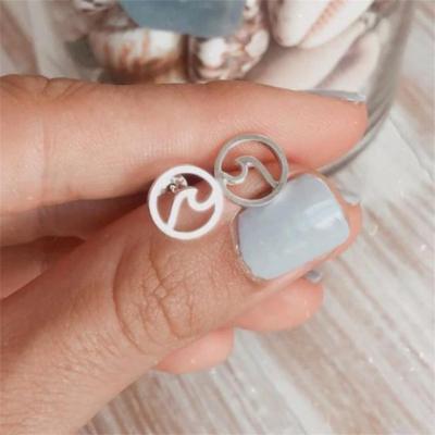 China CLASSIC fashion catch wave earrings sea ocean collection jewelry to tarnish free waterproof silver stainless steel stud earring cheap for sale