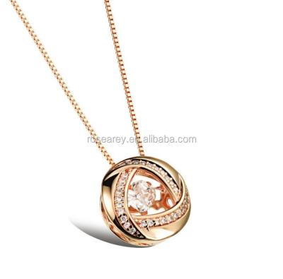 China Stainless Steel Women's Fashion Jewelry GoldPlatinum Plated Classic Circular Zircon 3A Pendant Necklace Woman Accessories Clavicle Chain for sale