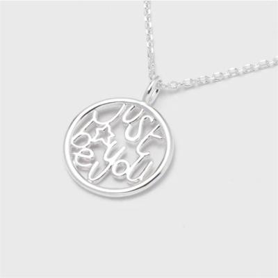 China Exquisite CLASSIC Be Just You Custom Cutout Disc Necklace Letter Pendant Silver Inspire Stainless Steel Jewelry for sale