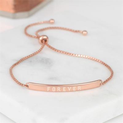 China CLASSIC Love Sisters Bracelet Stainless Steel Women Best Friends Jewelry Custom Engrave Adjustable ID Bar Box Chain Bracelet for sale