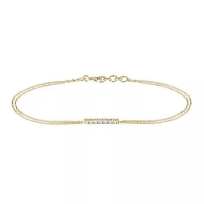 China CLASSIC Delicate Gold Plated Brass Bracelet With Diamond Bar Chain Bracelet And Necklace Set Women Double Zircon Stone Crystal Bangle for sale