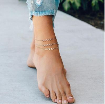 China BOHEMIA Trending 2022 Summer Beach Boho Style Jewelry Wave Charm Tasty Gold Plated Anklet Chain Bracelets For Women Stainless Steel for sale