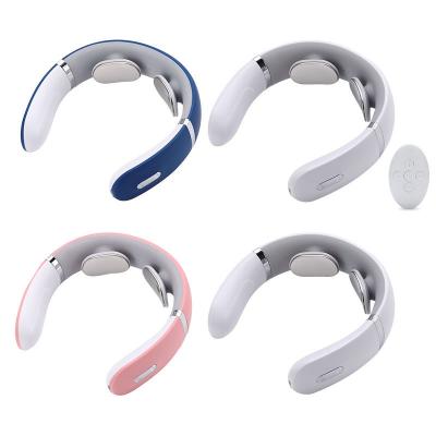 China 2022 Mini Electric EMS Neck Massager Remote Control Heating Smart Electronic Recording Neck Massager for sale