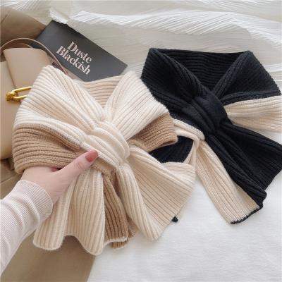 China Long SENYU Winter Fashion Lazy Scarf Women's Cross Knit Plain Fabric Soft Warm Neck Shawl Wholesale for sale