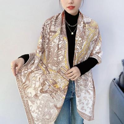 China Polyester SENYU Brand European Vintage Silk Scarf Women Large Soft Shawl Scarves Silk Spring Ladies Silk Scarf Wholesale for sale