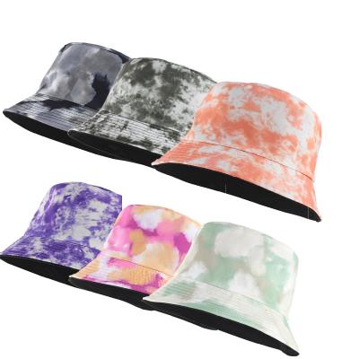 China Wholesale casual hiphop headwear unisex casual headwear colorful street tie dye bucket hat 2022 summer for sale