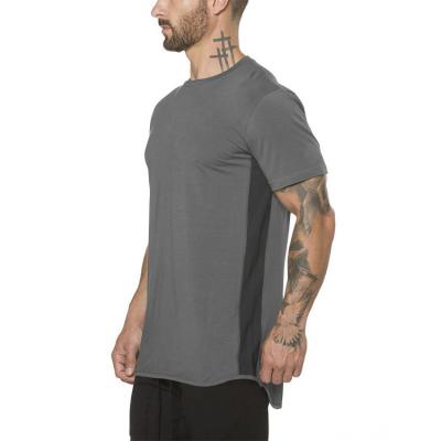 China 2022 95 Cotton Aplet Breathable T-shirt With Curved Bottom Crewneck Muscle Fitted T-shirt Plain Gym Tee Shirt For Men Wholesale for sale