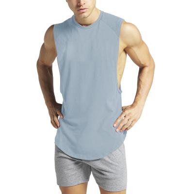 China Mens 95 Cotton Gym Stringer Breathable Empty Top Sleeveless Gym Wear Drop Sleeve Opening Tank For Men's Fitness Wear Wholesale for sale