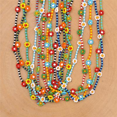 China FASHIONABLE border necklace Daisy Small Flower Necklace simple handmade beaded women's Mgb color rice bead for sale