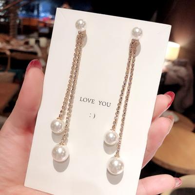 China Large new temperament pearl tassel earrings long simple and high-end earrings of soft earrings for sale