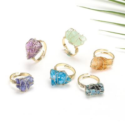 China Rings of sales rings, European and American border fashion nickel-free, Crystal Plating Rough Stone Rings for sale