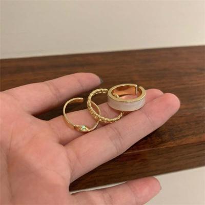 China Fashion adjustable three-piece opening CIA ring ring fashion personalized ring cold wind nickel free for sale