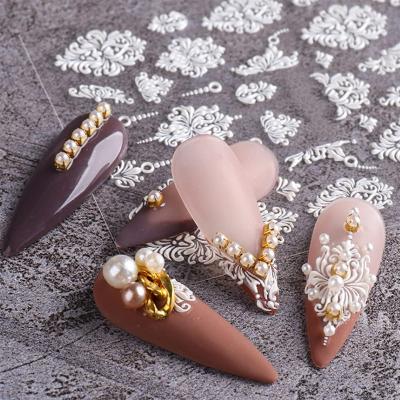 China Wholesale Colorful Decoration 2022 Sticker 5D Nail Art Decoration Embossed Nail Wraps for sale