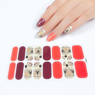 China Easy To Apply And Remove Non-Toxic Popular Nail Stickers Wholesale Custom Flower Nail Polish Flower Designs Nail Wraps For Women for sale