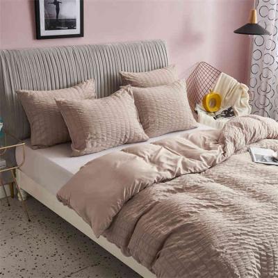 China Nondisposable Luxury Pure Color Queen / King Size Hotel Bedding Duvet Cover Set For Hotel Used With Small MOQ for sale