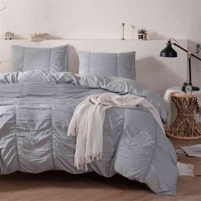 China Factory OEM Low MOQ 3d Stitching Quilting Bedding Set Cotton Seersucker Twill Normal Wholesale Nondisposable Duvet Cover for sale