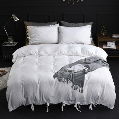 China Nondisposable Hot Selling 100% Soft Single Color Polyester Microfiber Duvet Cover Bedding Set With Pillowcase for sale