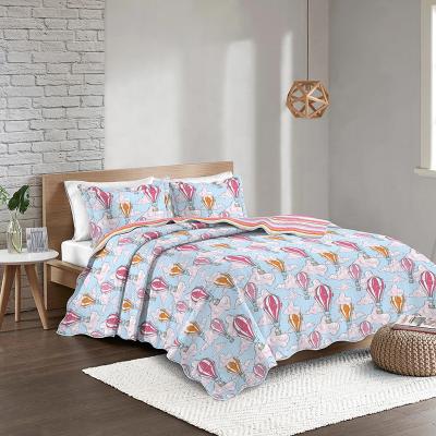 China Nondisposable Shell Printing 3 Piece Quilt Set 100 Polyester Quilted Hotel Ultrasonic Process For Boys for sale