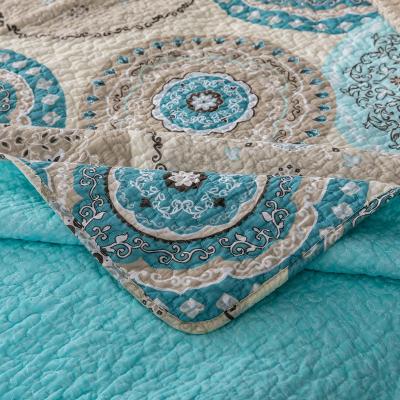 China Nondisposable European Style Printed Pure Cotton Comforter Cover Set Wedding Quilted Bedding Set Bedspread for sale