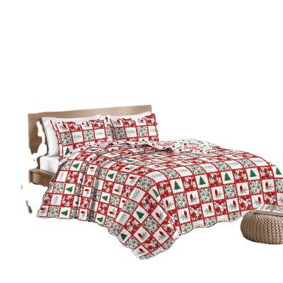 China Nondisposable Fantasy Printed Non-quiltingultrasonic Christmas Flower Bedspread Comforter Bedspread Set for sale