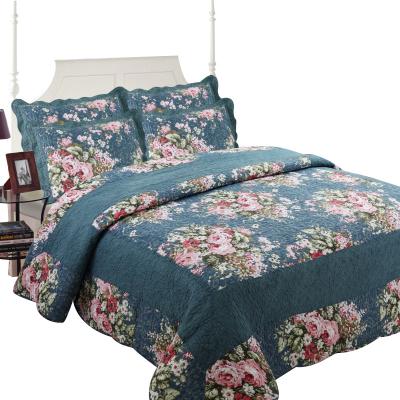 China Nondisposable 3pcs set plant flowers and plants pattern filling printing microfiber printed quilted comforter for sale