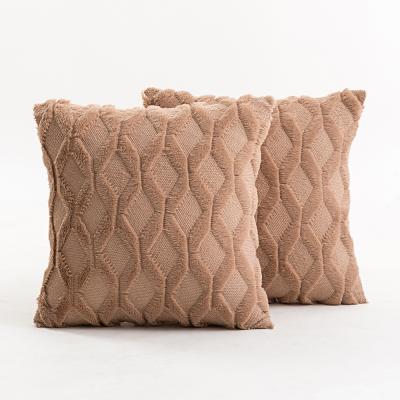 China Luxury Lumbar Anti-pilling Geometry Custom Square Cushion Pocket Throw Pillow Covers Plush Holiday Pillowcase for sale