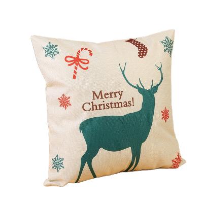 China Fascinating Christmas Anti-Static Design Pillow Cases Sofa Cushion Covers Elk Deer Pattern Green Environmental Protection PP Cotton for sale