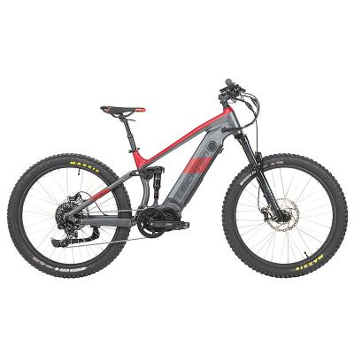 China Aluminum Alloy Mountain Suspension E-bike Bluto Rockshox 130MM Pedal Full Electric Bike 1000w 48v Mid-Drive Assisted And Throttle Handle E-bike for sale